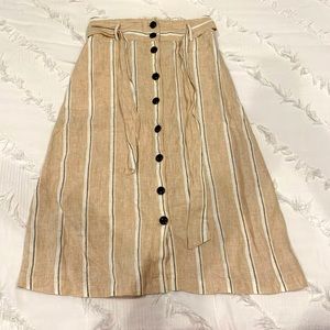 Rachel Zoe Tan and White Striped Long Skirt S